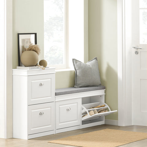 SoBuy FSR64-W Schoenenkast Schoenenvak Schoenenrek Zitcommode Zitbank
