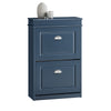 SoBuy FSR78-B Smalle Schoenenkast 24 cm Diep – 2 Kleppen, 8 Paar, FSC-hout, Blauw