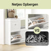 SoBuy FSR78-W Schoenenkast met 2 Kleppen, Smalle Schoenenbergkast voor Hal & Entree, Ruimte voor 8 Paar Schoenen, 54x24x83 cm – Wit