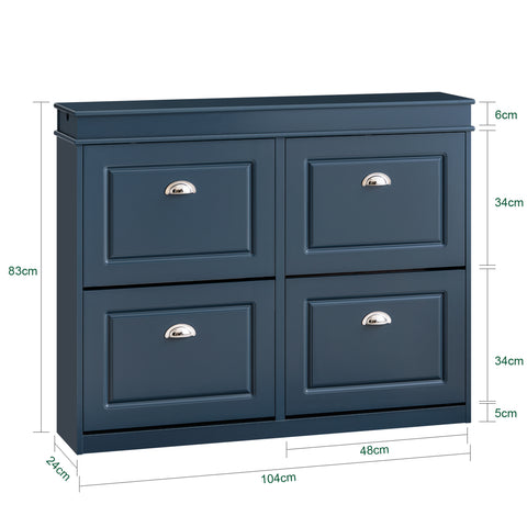 SoBuy FSR79-B Schoenenrek, schoenenopslag, ingangsmeubels, schoenenkast, schoenenkast met 4 kleppen, 1 lade en 1 haak