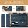 Pre-order SoBuy FSR79-B Schoenenkast met 4 Kleppen, Schoenenopbergkast voor Hal, Schoenenmeubel, Opbergruimte voor 16 Paar Schoenen, voor Gang en Entree, 105x24x83 cm, Blauw
