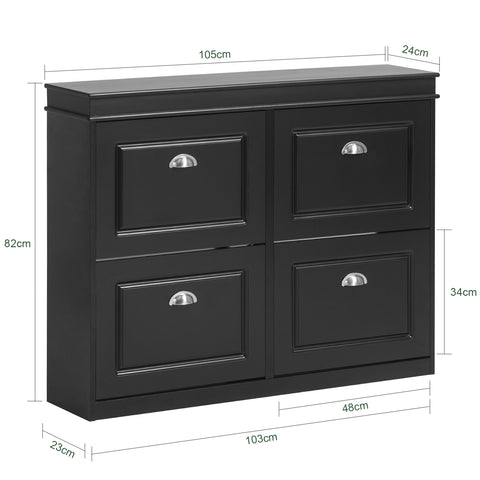 SoBuy FSR79-SCH Schoenenkast met 4 Kleppen Schoenenrek Schoenenkipper met 8 Planken
