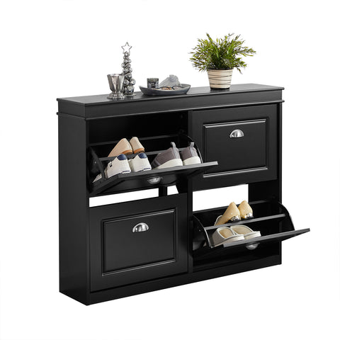 SoBuy FSR79-SCH Schoenenkast met 4 Kleppen Schoenenrek Schoenenkipper met 8 Planken