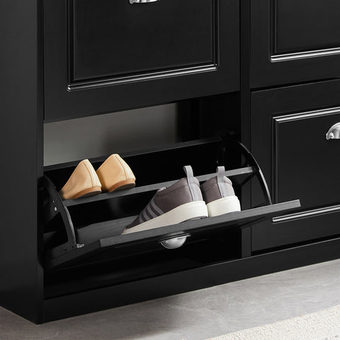 SoBuy FSR79-SCH Schoenenkast met 4 Kleppen Schoenenrek Schoenenkipper met 8 Planken