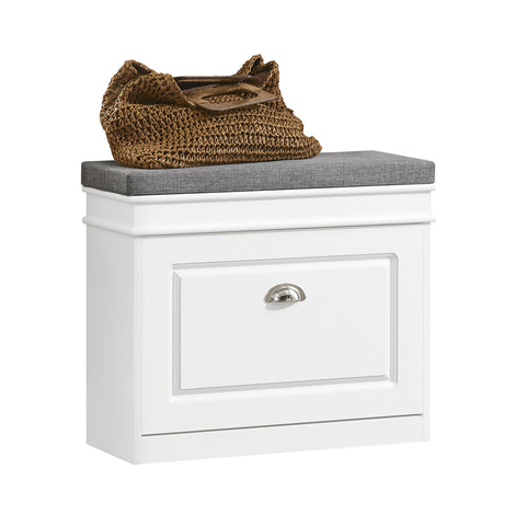 SoBuy FSR82-K-W Schoenbank Schoenenkast met gecapitonneerde zitting en bekleding Schoenbank
