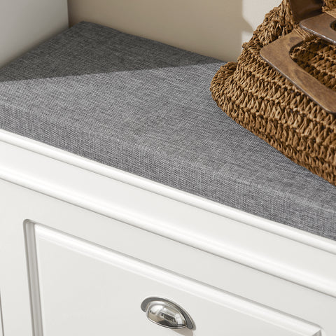 SoBuy FSR82-K-W Schoenbank Schoenenkast met gecapitonneerde zitting en bekleding Schoenbank