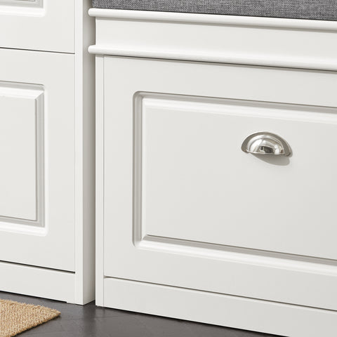 SoBuy FSR82-K-W Schoenbank Schoenenkast met gecapitonneerde zitting en bekleding Schoenbank