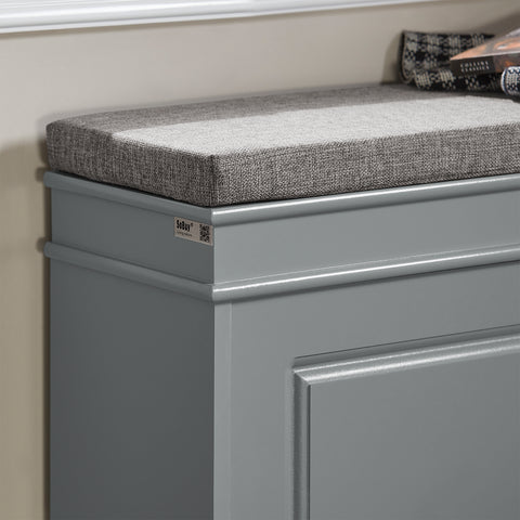 SoBuy FSR82-L-HG Schoenbank Schoenenkast met gecapitonneerde zitting en bekleding Schoenbank