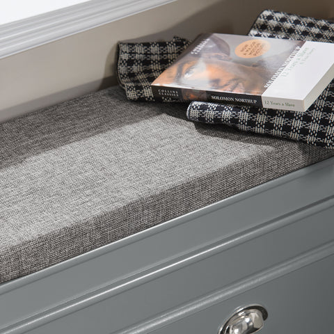 SoBuy FSR82-L-HG Schoenbank Schoenenkast met gecapitonneerde zitting en bekleding Schoenbank