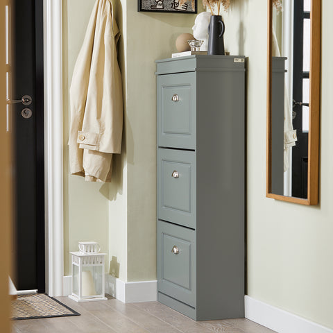 SoBuy FSR94-HG Schoenenrek met 3 vouwdeuren, smal schoenenrek, organizer voor schoenen