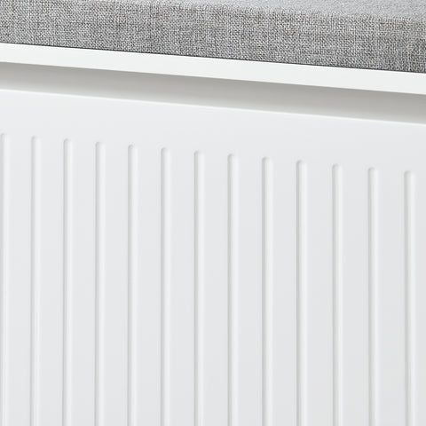 SoBuy FSR98-L-W Schoenenkast Schoenenkast met klep Schoenbank met zitkussen Schoencommode Zitbank lichtgrijs BHT ca. 80x45x26cm