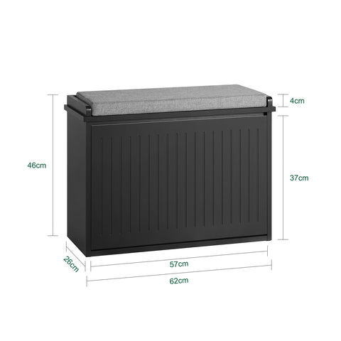 SoBuy FSR98-SCH Schoenenbank Schoenenrek met Gewatteerde Kussenzitting en Drop Leaf Schoenopslagbank