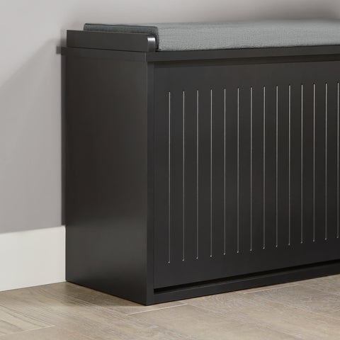 SoBuy FSR98-SCH Schoenenbank Schoenenrek met Gewatteerde Kussenzitting en Drop Leaf Schoenopslagbank
