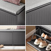 SoBuy FSR98-XL-SCH Schoenenbank voor de entree, schoenenkast met gevoerd kussen en 2 kleppen, opbergkast voor schoenen, L 100 x D 26 x H 46 cm, draagkracht 158 kg, zwart