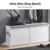 SoBuy FSR98-XL-W Schoenenbank met 2 Kleppen en Kussen – Opbergbank voor Hal, 158 kg, Wit, 100×26×46 cm