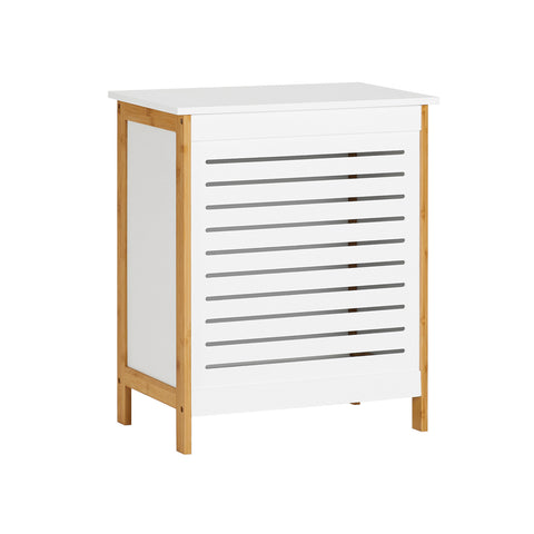 SoBuy FSS66-WN Badkamerkast Opbergkist Wasmand Wasbox Wasverzamelaar Waston met Deksel wit