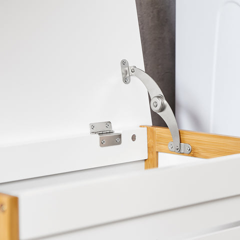SoBuy FSS66-WN Badkamerkast Opbergkist Wasmand Wasbox Wasverzamelaar Waston met Deksel wit