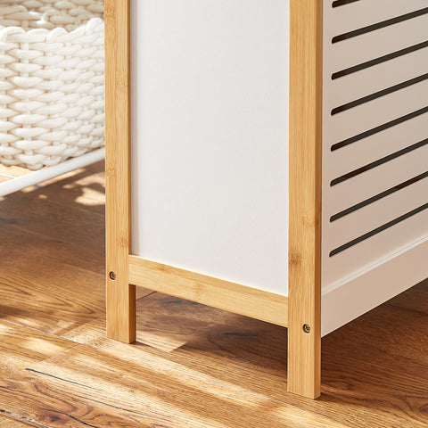 SoBuy FSS66-WN Badkamerkast Opbergkist Wasmand Wasbox Wasverzamelaar Waston met Deksel wit