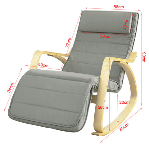 SoBuy FST16-DG Schommelstoel met Verstelbare Voetensteun Relaxfauteuil