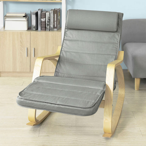 SoBuy FST16-DG Schommelstoel met Verstelbare Voetensteun Relaxfauteuil