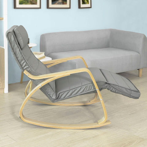 SoBuy FST16-DG Schommelstoel met Verstelbare Voetensteun Relaxfauteuil