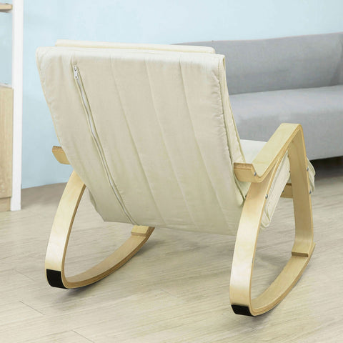 SoBuy FST16-W Schommelstoel met Verstelbare Voetensteun | Comfortabel | Verstelbaar