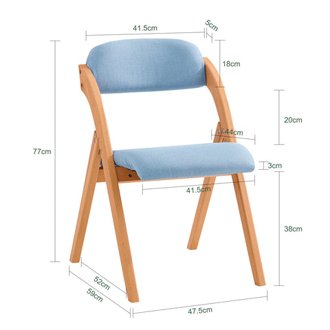 SoBuy FST92-BL Houten klapstoel met gestoffeerde zitting en rugleuning Fauteuil voor keuken, kantoor