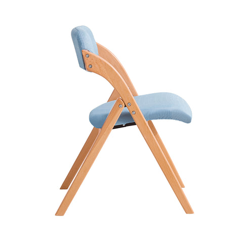 SoBuy FST92-BL Houten klapstoel met gestoffeerde zitting en rugleuning Fauteuil voor keuken, kantoor