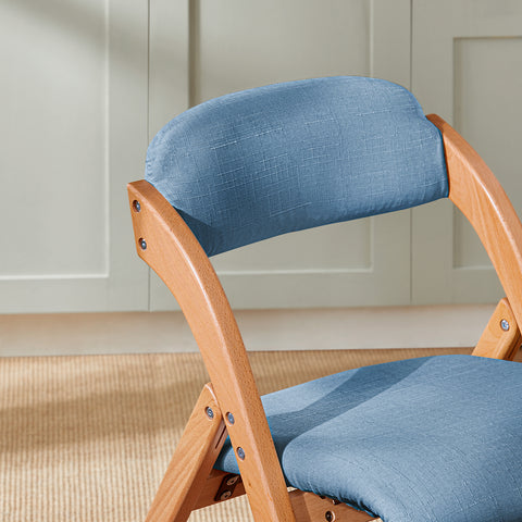 SoBuy FST92-BL Houten klapstoel met gestoffeerde zitting en rugleuning Fauteuil voor keuken, kantoor