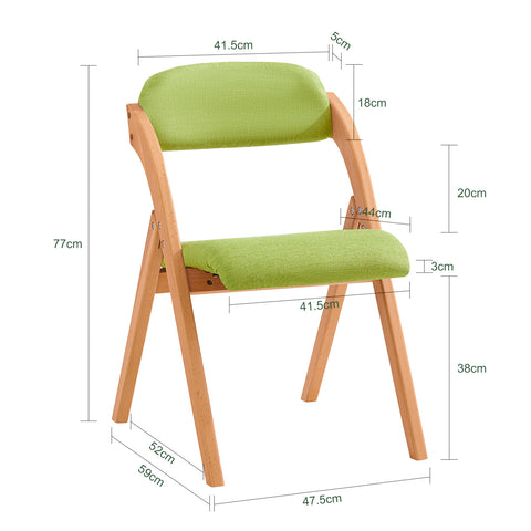 SoBuy FST92-GR Houten klapstoel met gestoffeerde zitting en rugleuning Fauteuil voor keuken, kantoor