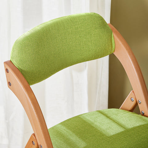 SoBuy FST92-GR Houten klapstoel met gestoffeerde zitting en rugleuning Fauteuil voor keuken, kantoor