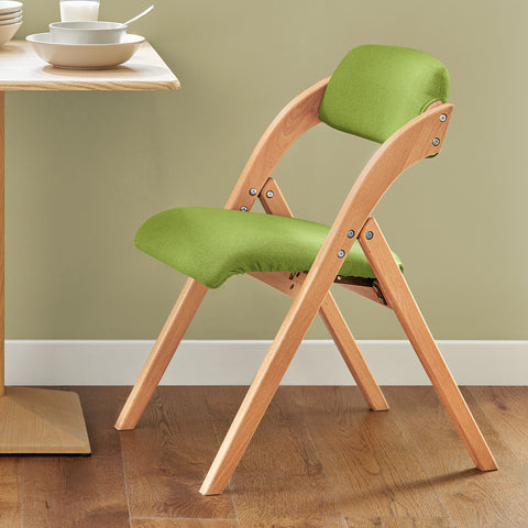 SoBuy FST92-GR Houten klapstoel met gestoffeerde zitting en rugleuning Fauteuil voor keuken, kantoor
