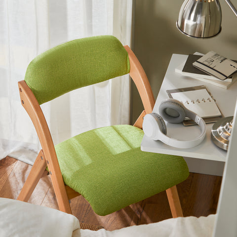 SoBuy FST92-GR Houten klapstoel met gestoffeerde zitting en rugleuning Fauteuil voor keuken, kantoor