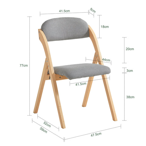 SoBuy FST92-N Houten klapstoel met gestoffeerde zitting en rugleuning Fauteuil voor keuken, kantoor