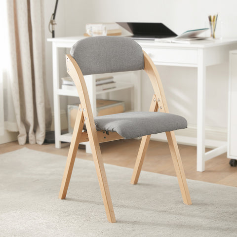 SoBuy FST92-N Houten klapstoel met gestoffeerde zitting en rugleuning Fauteuil voor keuken, kantoor
