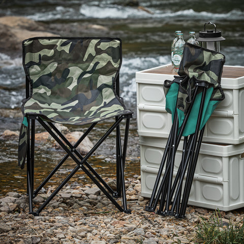 SoBuy FST96-TN Visstoel met transporttas, klapstoel, campingstoel, visstoel, outdoor, karperstoel, camouflage, 45 x 43 x 74 cm