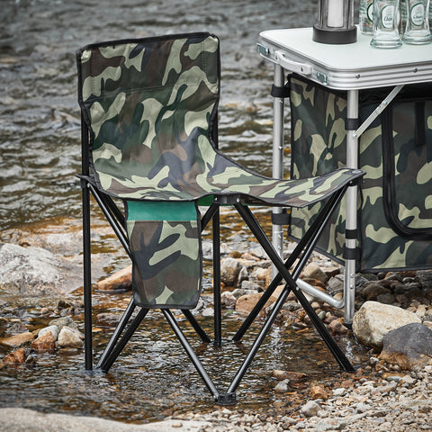SoBuy FST96-TN Visstoel met transporttas, klapstoel, campingstoel, visstoel, outdoor, karperstoel, camouflage, 45 x 43 x 74 cm