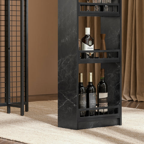 SoBuy FWT100-SCH Design Bartafel, Eettafel, Keukentafel, Bistrotafel met 3 Planken, Hoge Tafel met Houders voor Wijnglazen en Flessen