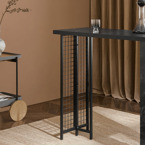 SoBuy FWT100-SCH Design Bartafel, Eettafel, Keukentafel, Bistrotafel met 3 Planken, Hoge Tafel met Houders voor Wijnglazen en Flessen