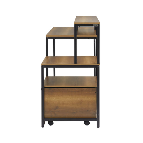 SoBuy FWT103-PF Bureau met 3 planken computertafel bureau werktafel voor thuiskantoor hoekbureau industrieel design
