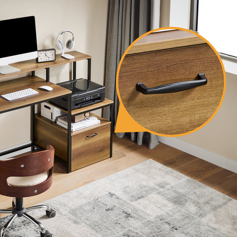 SoBuy FWT103-PF Bureau met 3 planken computertafel bureau werktafel voor thuiskantoor hoekbureau industrieel design
