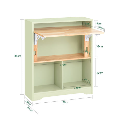 SoBuy FWT104-GR Opvouwbaar bureau, opklapbare computertafel, bureautafel, klein bureau met legplanken, werktafel, computertafel