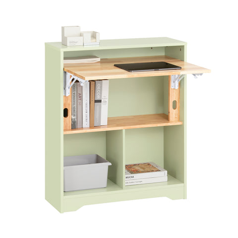 SoBuy FWT104-GR Opvouwbaar bureau, opklapbare computertafel, bureautafel, klein bureau met legplanken, werktafel, computertafel