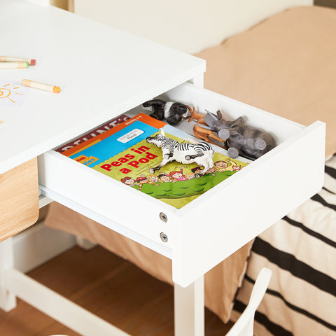 SoBuy FWT106-W Bureau met 2 planken, computertafel, bureautafel, werktafel voor thuiskantoor, hoekbureau, wit