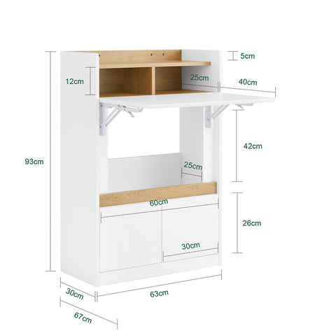 SoBuy FWT109-WN Opvouwbaar bureau, opklapbare computertafel, bureautafel, klein bureau met planken, werktafel, computertafel