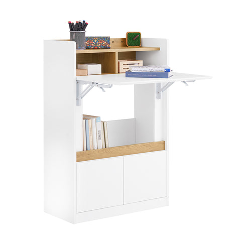 SoBuy FWT109-WN Opvouwbaar bureau, opklapbare computertafel, bureautafel, klein bureau met planken, werktafel, computertafel
