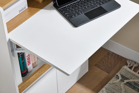 SoBuy FWT109-WN Opvouwbaar bureau, opklapbare computertafel, bureautafel, klein bureau met planken, werktafel, computertafel