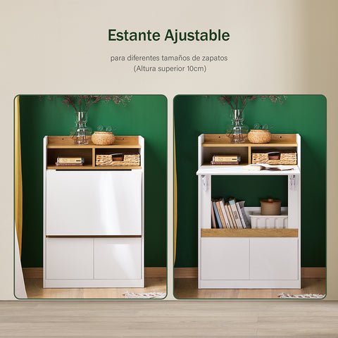 SoBuy FWT109-WN Opvouwbaar bureau, opklapbare computertafel, bureautafel, klein bureau met planken, werktafel, computertafel