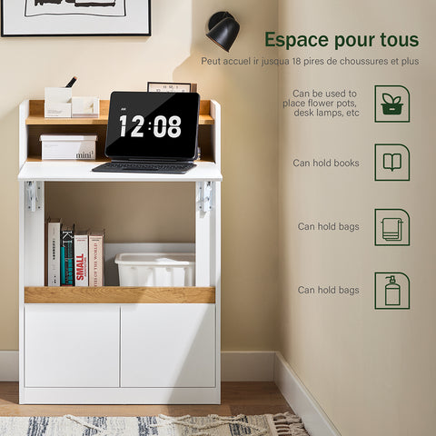 SoBuy FWT109-WN Opvouwbaar bureau, opklapbare computertafel, bureautafel, klein bureau met planken, werktafel, computertafel