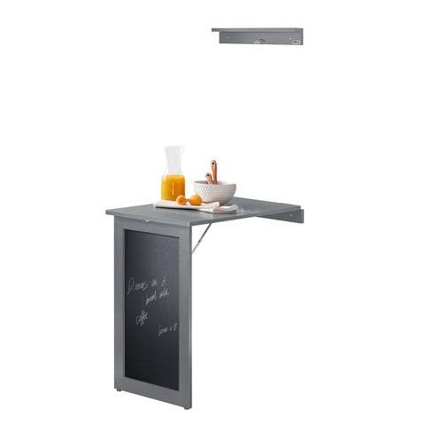 SoBuy FWT20-HG Vouwbaar Wandbureau Opvouwbare Wandtafel met Schoolbord Klaptafel